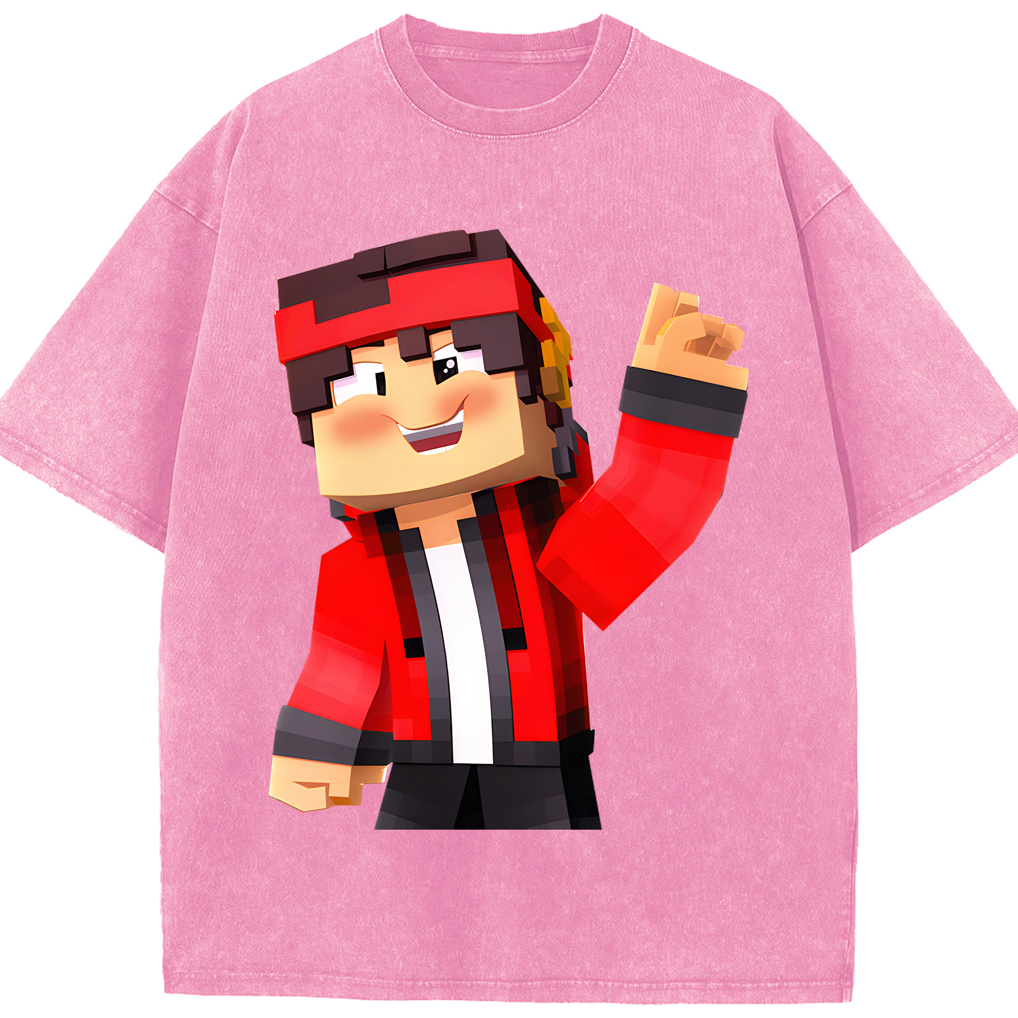 （画像用） マインクラフト ブロックの世界 Minecraft MC Block world 綿100% ヴィンテージ風 半袖Tシャツ（フロントプリント）